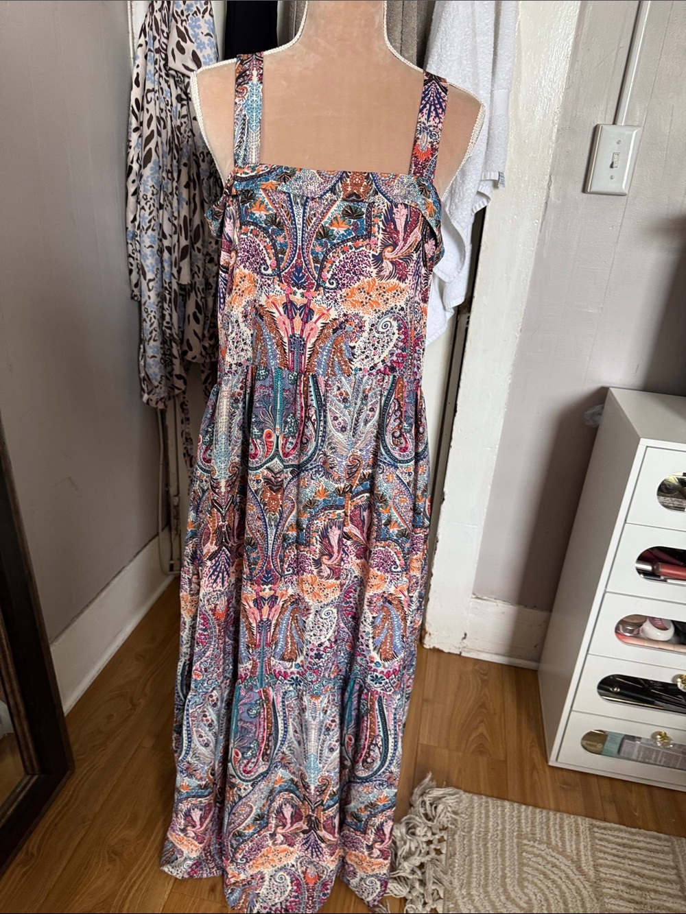 Bohemian Paisley Maxi Dress in Multi-Color